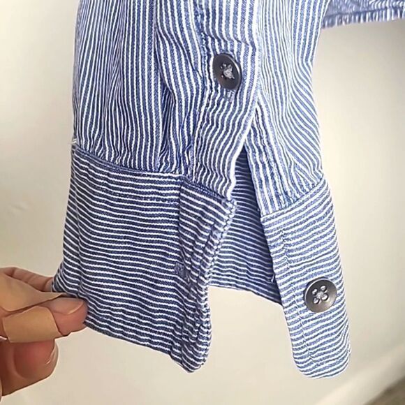 Chaps Blue & White Pinstripe Buttondown Shirt, Size XL - Picture 6 of 10